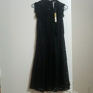 Black floral lace dress